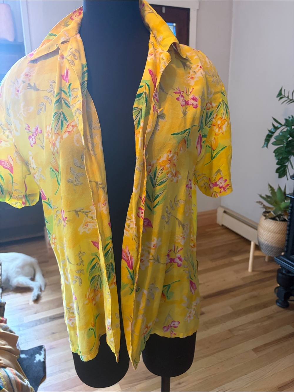 Yellow Floral Hawaiian Short-Sleeve women’s Shirt